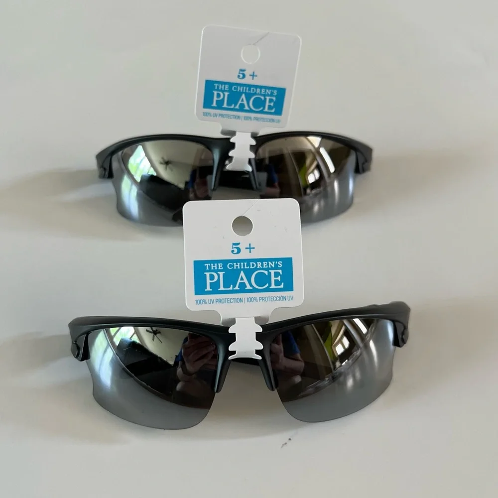 NWT New The Children’s Place Size 5+ Boys Black Lot of 2 Sport Wrap Sunglasses